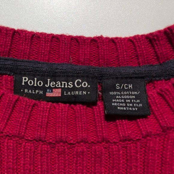 Vintage Polo Ralph Lauren Red American Flag Rib Knit Sweater Womens Small - Picture 6 of 10